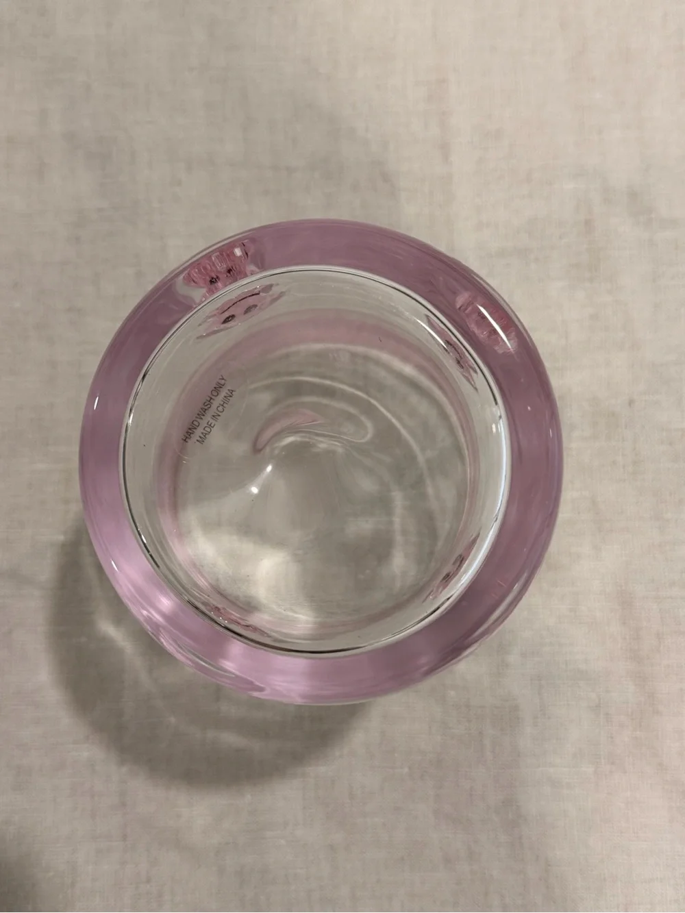 Clear Glass Halloween Tumbler with Pink Smiley Ghost Accents